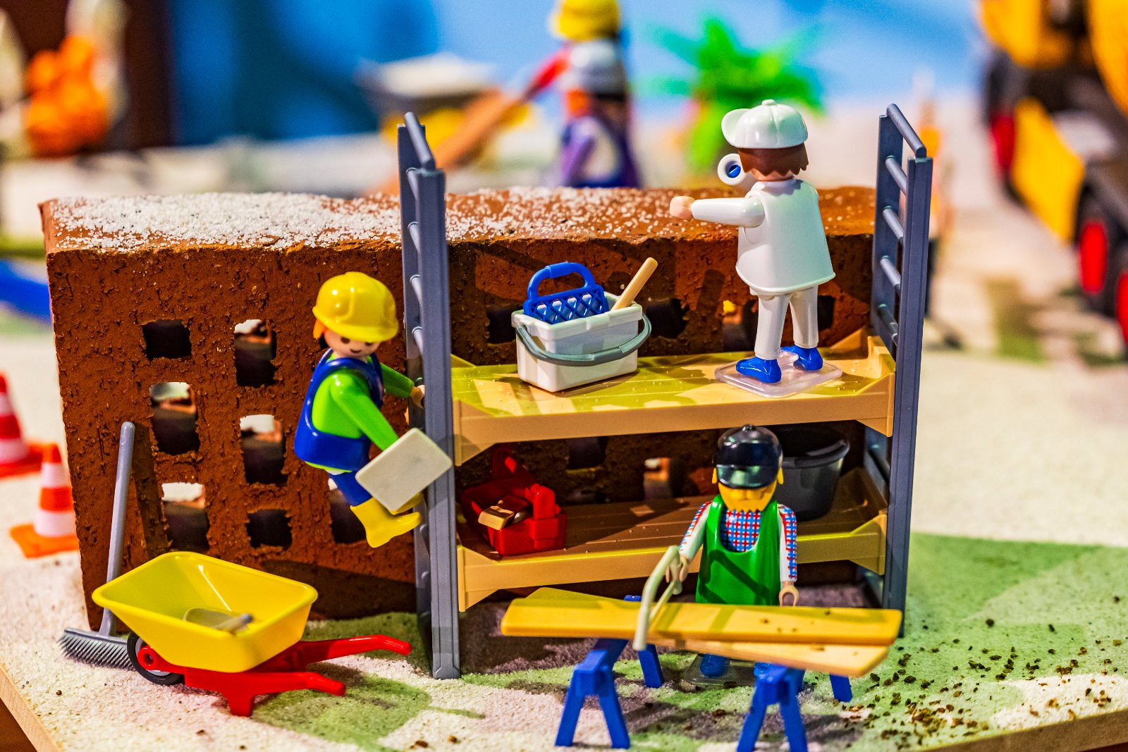 Construction workers at work on the building site
