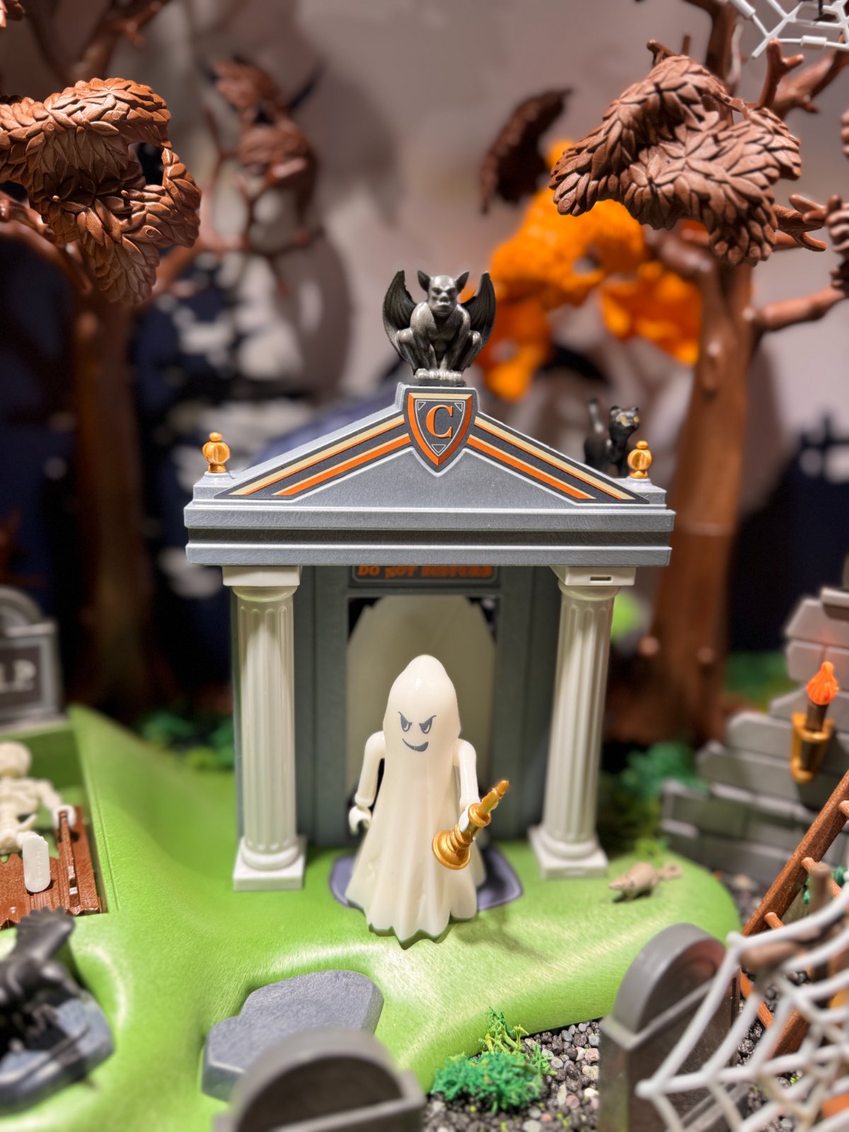 Ghost in the crypt of the haunted graveyard