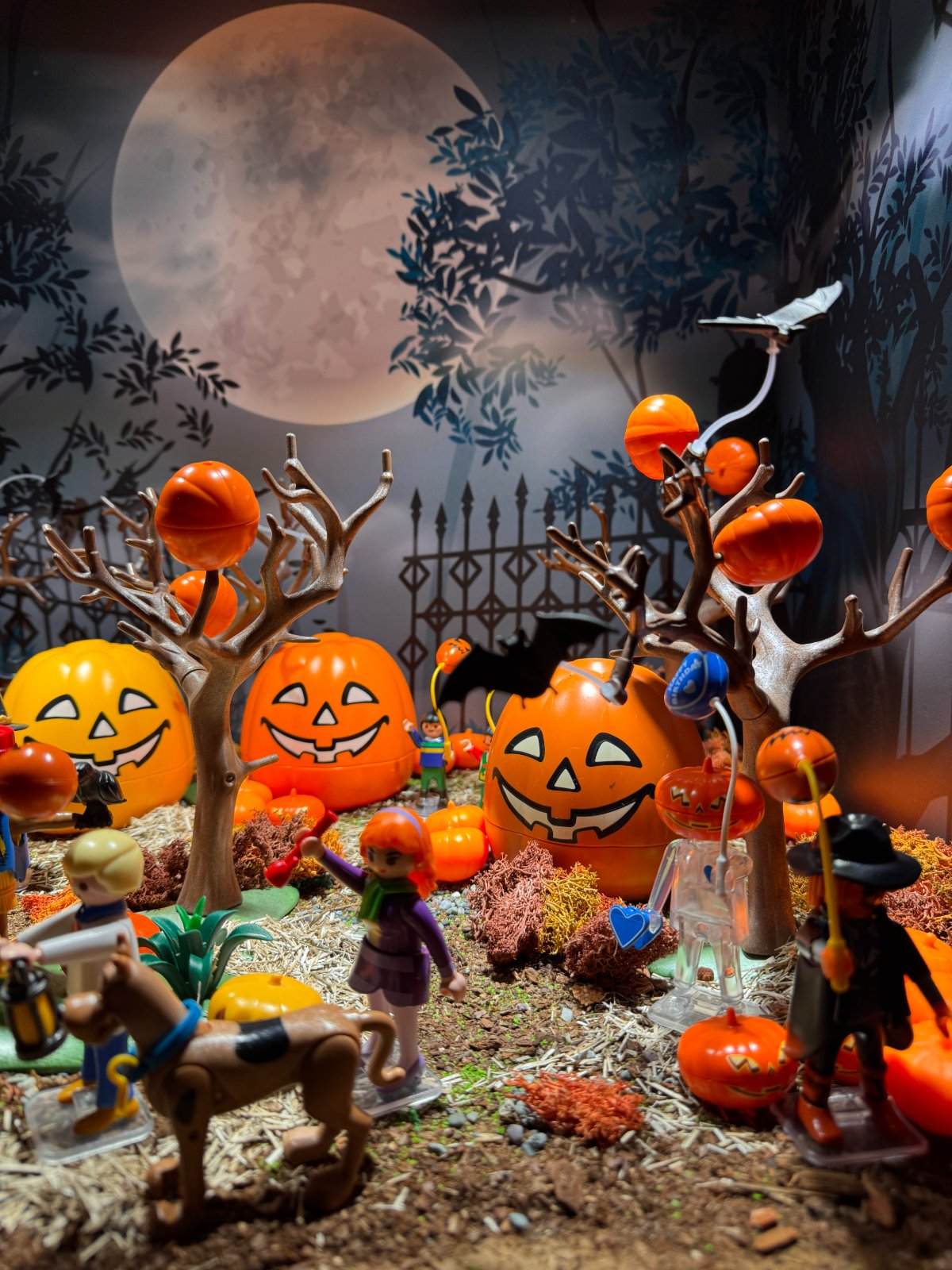 Halloween with spooky pumpkin faces