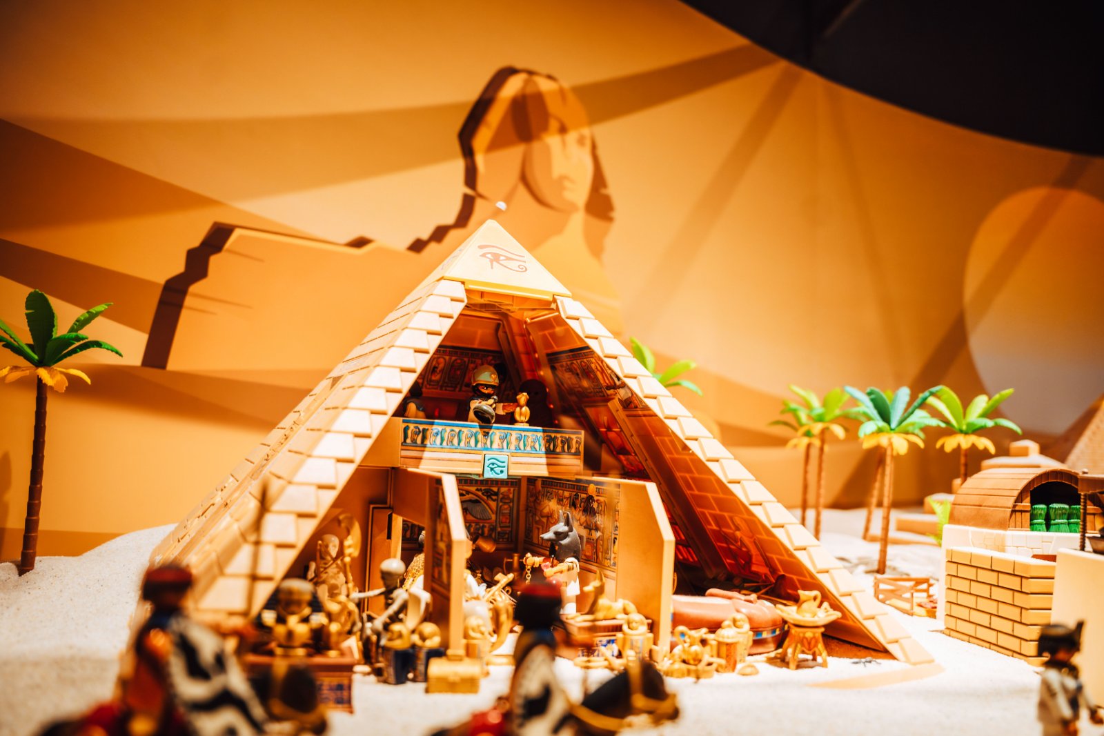 Cutaway of an Egyptian pyramid with burial chambers